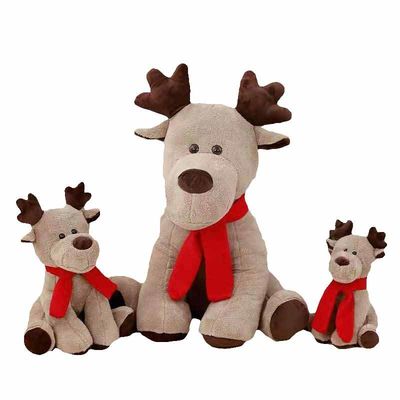 Pp.-Baumwolle füllte 25cm rotes Schal-Weihnachtsren-Plüsch-Spielzeug
