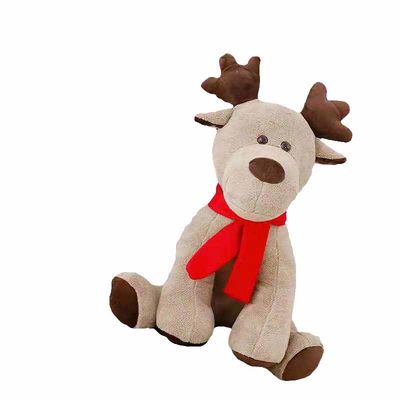 Pp.-Baumwolle füllte 25cm rotes Schal-Weihnachtsren-Plüsch-Spielzeug