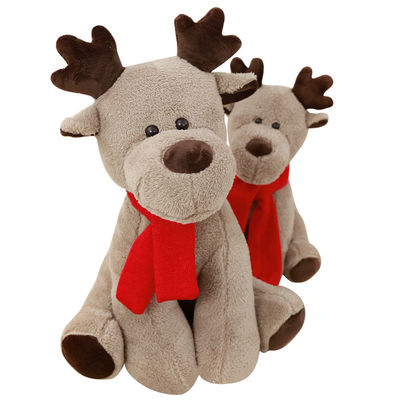 Pp.-Baumwolle füllte 25cm rotes Schal-Weihnachtsren-Plüsch-Spielzeug