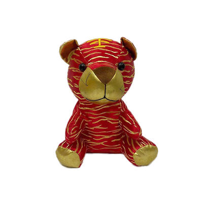 Künstliches chinesische Art-Tiger Plush Doll With Golden-Stickgarn