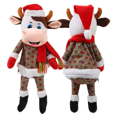 3D, das 30cm Weihnachtskuh-Plüsch-Rucksack für Kinder modelliert